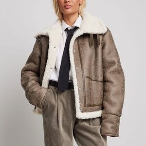 NAKD X Josefina HJ Taupe Shearling Jacket